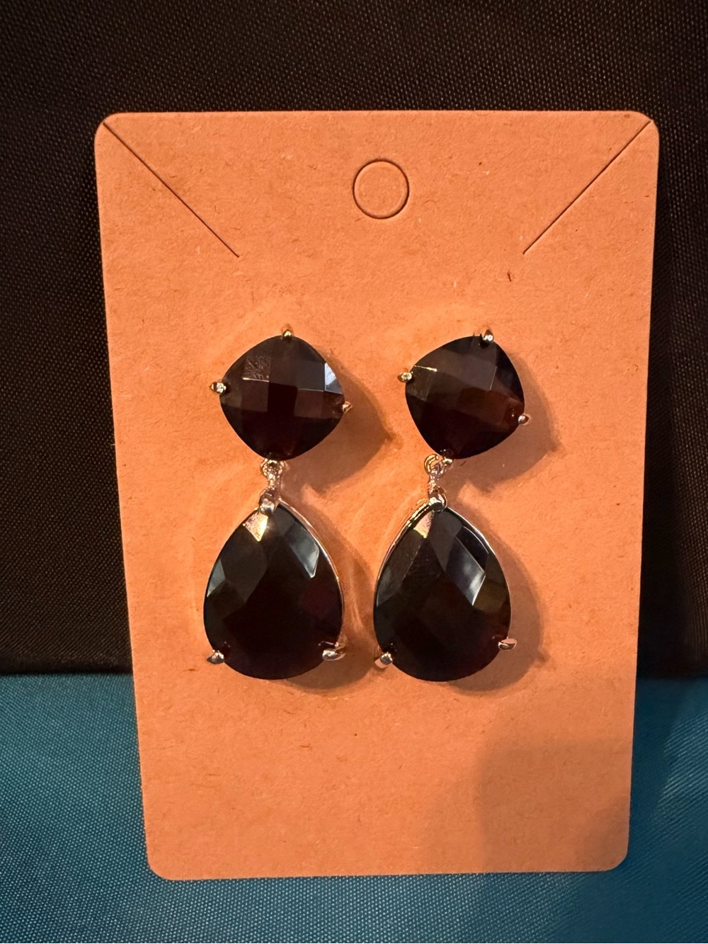 Macy's Sterling Silver Faceted Amethyst Double Teardrop Earrings